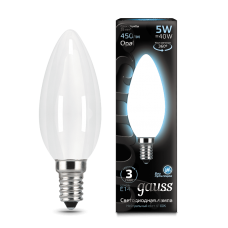 Лампа Gauss LED Filament Свеча OPAL E14 5W 450lm 4100К 1/10/50