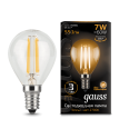 Лампа Gauss LED Filament Шар E14 7W 550lm 2700K 1/10/50