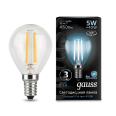 Лампа Gauss LED Filament Шар E14 5W 450lm 4100K 1/10/50