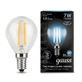 Лампа Gauss LED Filament Шар E14 7W 580lm 4100K 1/10/50