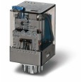 Универсальное электромеханическое реле монтаж в розетку 11-штырьковый разъем 3CO 10A раздвоенные контакты AgNi+Au катушка 230В AC степень защиты RTI опции: кнопка тест + мех.индикатор упаковка 1шт.
