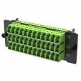 Адаптерная планка 18xLC Duplex адаптеров (цвет адаптеров - желто-зеленый), (c интегрированными шторк
