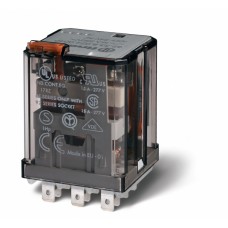 Силовое электромеханическое реле монтаж в розетку или наконечники Faston 187 (4.8х0.5мм) 3CO 16A контакты AgCdO катушка 12В DC степень защиты RTI опции: кнопка тест + мех.индикатор упаковка 1шт.