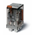 Миниатюрное силовое электромеханическое реле монтаж в розетку или наконечники Faston (4.8х0.5мм) 2CO 12A контакты AgNi катушка 24В АC степень защиты RTI опции: кнопка тест + мех.индикатор