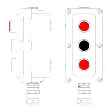 Взрывонепроницаемый пост управления из алюминия LCSD-03-B-MB-L1R(220)x1-P1B(11)x1-P1R(11)x1-PBMB-KAEPM2MHK-20 / 1Ex d IIB T5 Gb / Ex tb IIIC T95гр.С Db IP66