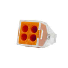 Зажим разветвительный втычной четырехгнездовой оранжевый макс.сечение 2,5 кв.мм 24 А (1 пакет/50 шт