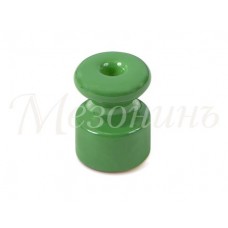 Изолятор фарфоровый для наружного монтажа витой электропроводки, D18,5х24мм, цвет - зеленый, ТМ МезонинЪ (40 шт/уп)