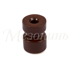 Изолятор фарфоровый CILINDRO для монтажа витого провода, цвет - коричневый, ТМ `МезонинЪ` (20шт/уп)