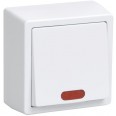 Выключатель одноклавишный со свет.индикатором для открытой установки, серия `Брикс`, цвет белый ВС20-1-1-ББ