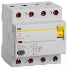 Выключатель дифференциальный (УЗО) ВД1-63 4Р 25А 10мА тип А ИЭК