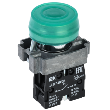 Кнопка LA167-BP31 d=22мм 1з зеленая IEK