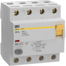 Выключатель дифференциальный (УЗО) KARAT ВД3-63 4P 40А 100мА 6кА тип AC IEK