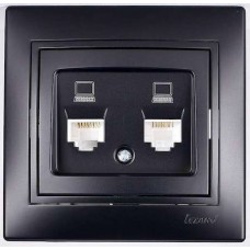 MIRA Розетка компьютерная двойная чёрный бархат со вставкой (10шт/120шт)