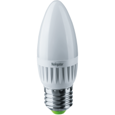 Лампа светодиодная (LED) «свеча» d37мм E27 230° 7Вт 220-240В матовая тепло-белая 2700К Navigator