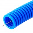 Труба гофрированная ПП тяжёлая 750 Н безгалогенная (HF) синяя с/з d20 мм (100м/4800м уп/пал) Промрук