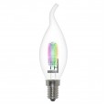 HCL-28/RB/E14 flame Лампа галогенная форма `свеча на ветру`. Прозрачная колба с радужным свечением. 