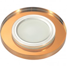 DLS-L106 GU5.3 CHROME/BRONZE Светильник декоративный встраиваемый, серия Luciole. Без лампы, цоколь GU5.3. Доп. светодиодная подсветка 3Вт. Металл/стекло. Хром/бронза. ТМ Fametto