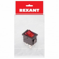 Выключатель клавишный 250V 6А (4с) ON-OFF красный с подсветкой Mini (RWB-207, SC-768) REXANT Индивидуальная упаковка 1 шт