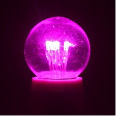 Лампа шар e27 6 LED d45мм - розовая, прозрачная колба, эффект лампы накаливания