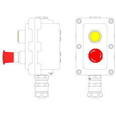 Взрывонепроницаемый пост управления из алюминия LCSD-02-B-MC-L1Y(220)x1-P6R(11)x1-PCMB-KAEPM3MHK-26 / 1Ex d IIB T5 Gb / Ex tb IIIC T95гр.С Db IP66