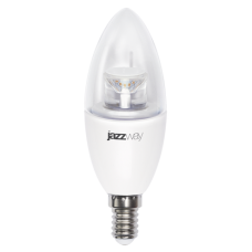 Лампа светодиодная (LED) «свеча» d37мм E14 180° 7Вт 230В прозрачная тепло-белая 2700К диммируемая Jazzway