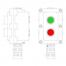 Взрывонепроницаемый пост управления из алюминия LCSD-02-B-MB-P1G(11)x1-P1R(11)x1-PBMB-KA2MHK / 1Ex d IIB T5 Gb / Ex tb IIIC T95гр.С Db IP66