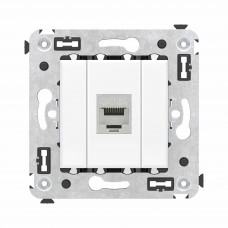 Компьютерная розетка RJ-45 без шторки в стену, кат.6А одинарная экранированная, Avanti , Белое облако 